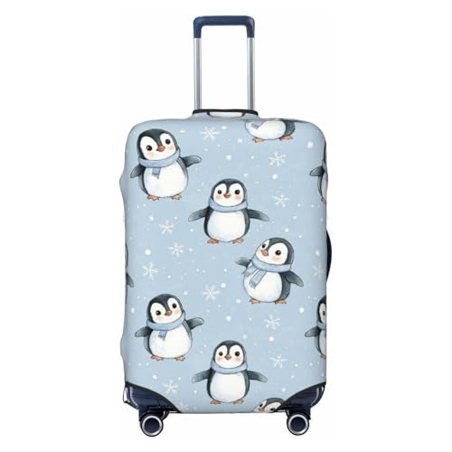 Cute Penguins Snowflake Luggage Cover Protector Elastic Washable Anti-Scratch Suitcase Covers With Zipper Closure For Luggage 18-32 Inch Large