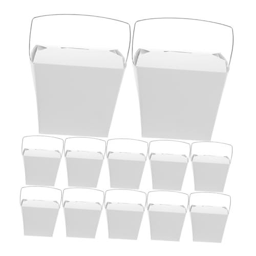 FUNOMOCYA Cardboard Takeaway Food Boxes with Metal Wire Handles 26oz Chinese Takeout Containers Paper Picnic Boxes for Family Dinners and Office Lunches