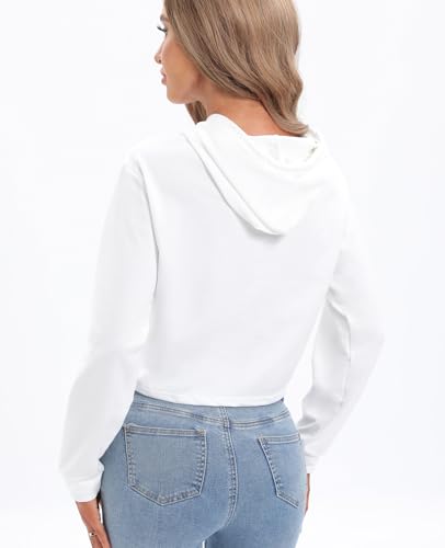 milanpavilion Women's Drawstring Cropped Hoodie Casual Hoodies for Women Workout Crop Tops Sweatshirt Long Sleeve Crop Top2