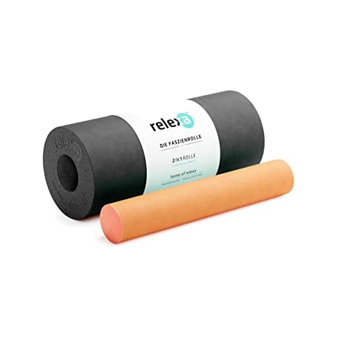 relexa 2in1 Faszienrolle schwarz / orange, 2-teiliges Selbstmassagegerät mit herausnehmbarem Kern, mittlere Härte, Ganzkörper Foam Roller Cover