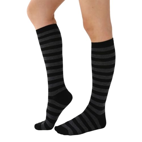 Image of Women's Knee High Athletic Socks Casual Stripes Tube Socks Outdoor Sport Socks