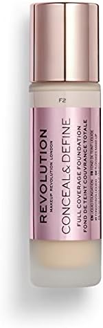 Makeup Revolution Conceal & Define Foundation, Cream Foundation Makeup, Full Coverage, For Medium Skin Tones, Vegan & Cruelty-Free, F8.5, 23ml
