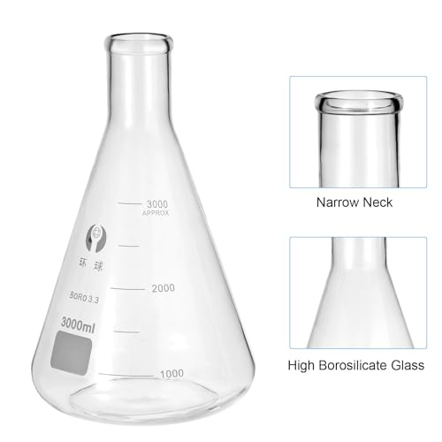 Fioles graduées verre borosilicate 3000ml pour expérience de chimie - 4