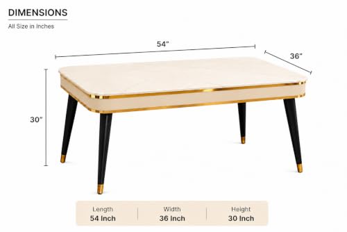 Image of WOODEN SPACE 4 Seater Wooden Dining Table Set | Urban Marble Top Dining Table with Chairs for Dining Room & Kitchen (Modern Vintage Beige) (54 x 36 x 30 inch)