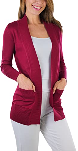 Image of ToBeInStyle Women's Long Sleeve Rib Banded Open Sweater Cardigan