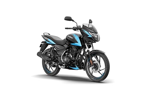 Image of Bajaj Pulsar 125 Disc Carbon Graphics Motorcycle, Single Seat, Ebony Black Cyan Blue, Booking for Ex-Showroom Price