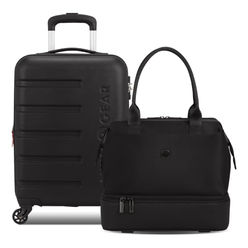 Image of SWISSGEAR Signature Hardside Expandable Carry-On Spinner & Mini Weekender Tote Set, ABS Construction, TSA-Friendly Lock, Black, 2-Piece Set (19-Inch /Mini Weekender Tote)