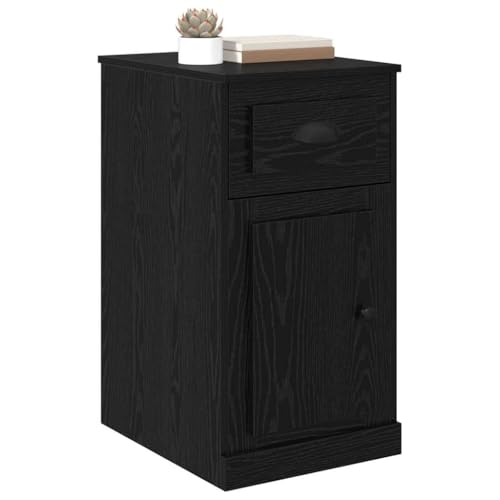 Commode en bois aspect chêne noir avec tiroir et portes