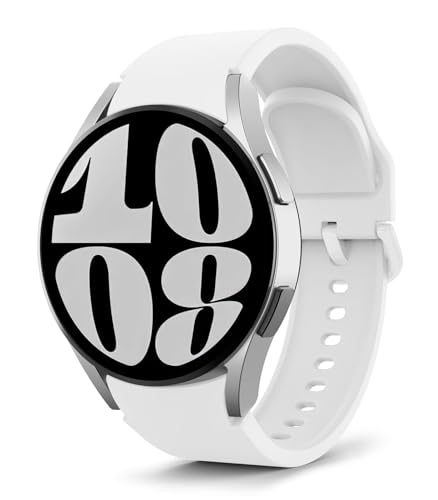 MoKo No Gap Band Compatible with Samsung Galaxy Watch 7 6 5 4 FE Band 40mm 44mm/Watch 5 Pro 45mm/6 4 Classic 43mm 47mm 42mm 46mm, 20mm Soft Silicone Sport Strap for Women Men, White