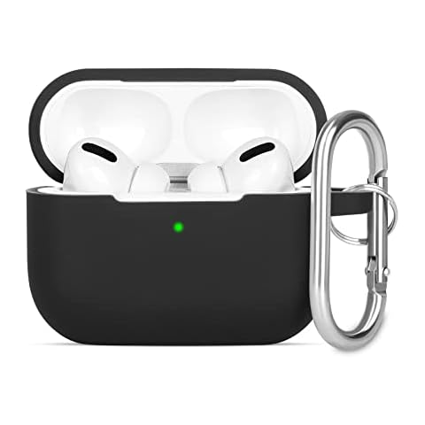KOKOKA Case Cover Compatible with Airpods Pro 2, Soft Silicone Skin Case Cover Shock-Absorbing Protective Case for Airpods Pro 2nd Generation (2022) with Carabiner, Front LED Visible, Black Cover