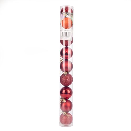 50mm/9Pcs Christmas Baubles Shatterproof Dark Red - Image 3