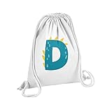 Fermeture par cordon Fabulous Sac de Gym en Coton Blanc D Diego Daniela Lettre Prénom Dinosaure Dessin Enfant 12 Litres
