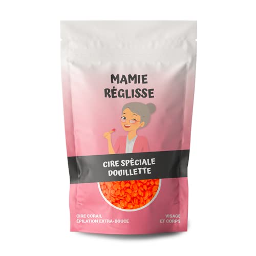 Cire Épilation Corail spéciale débutante Mamie Réglisse - 1 Sachet de 200g de Cire Chaude sans bande - Cire Pelable Spéciale Douillette Cover