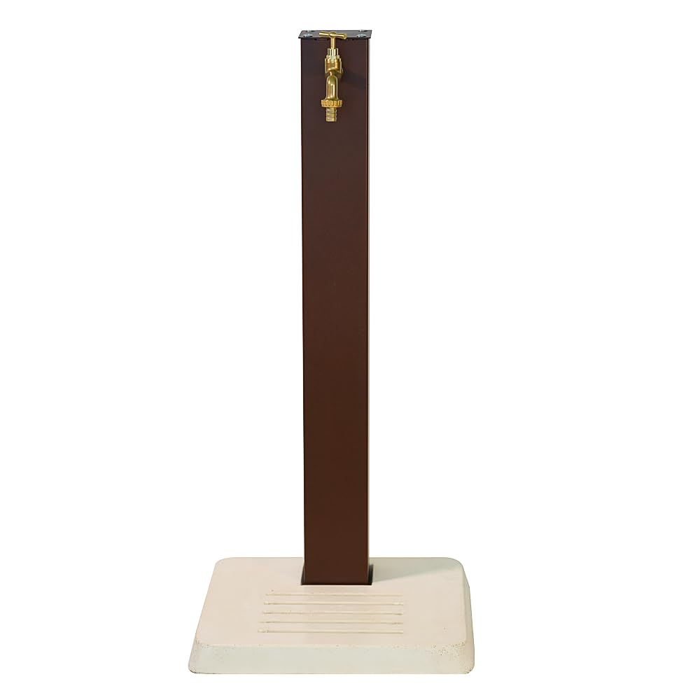Fontana da Giardino Corten con Base in Cemento, Fontana da Esterno in Acciaio Verniciato, Rubinetto in Ottone con Tubo Flessibile e Raccordo, Fontanella Decorativa per Esterni Made in Italy