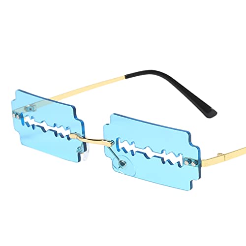 DYNWAVE Personalidade na moda Estilo Punk Óculos Sem Aro óculos de Sol em Forma Retangular de Lâmina