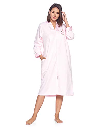 Casual Nights vestido de casa con cremallera y mangas largas con estampado floral para mujer - Rosa - Large