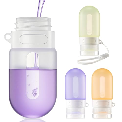 silicone clear travel bottles for toiletriesleak proof squeezable travel size containerstsa-compliant travel essentials2oz4 pcspurple