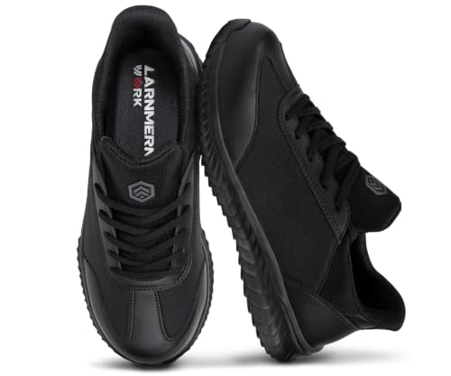 Image of LARNMERN Slip on Steel Toe Shoes for Men Women Composite Toe Shoes Slip on Sneakers Work Safety Shoes Comfortable Lightweight Construction Running Walking Tennis Shoes