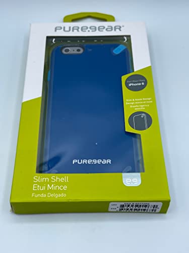 PureGear Slim Shell Snap On Ultra Thin Sleek Flexible Durable Protective Cover Case for iPhone 6S / 6, Functional Metal Buttons, Pacific Blue