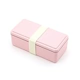 三好製作所(Miyoshi Seisakujyo) GEL-COOL ジェルクール square ジェラートプレーン 保冷剤一体型 四角 ランチボックス お弁当箱 ストロベリーカラー 17.8×8.7×6cm 500ml 1段 女性 男性 子供 仕切り付き ラバーバンド付き 簡単クリップ バックル機構 レンジ対応 & 食洗機対応(蓋を除く本体、仕切り) ピンク 日本製 0101-0287