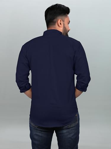 Image of Men Regular Fit Solid Spread Collar Casual Shirt