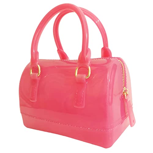 Image of Ladies Summer Jelly Pillow-shaped Top Handle Handbag Candy Color Transparent Crystal Purse