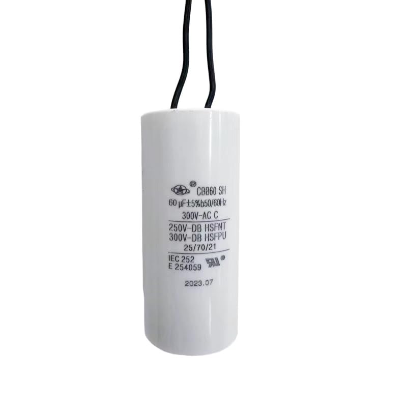 YATAI CBB60 Capacitor 60uF 300V AC, 2-Wire Motor Run Capacitor, 50/60Hz, Cylindrical 1.61 x 3.70 in, for Air Compressor, Blower, HVAC, and Motor Replacement