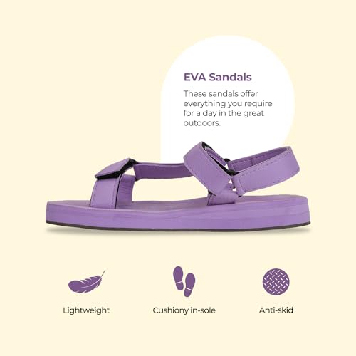 Image of YOHO EVA Sandals for Women | EVA sole | Comfortable cushioned sole with TPR base | Lightweight | Soft skin friendly straps | Adjustable straps | Velcro closure | Vibrant colour options