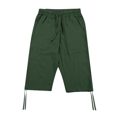 Shorts deportivos de lino para hombre con cordón miniatura 4