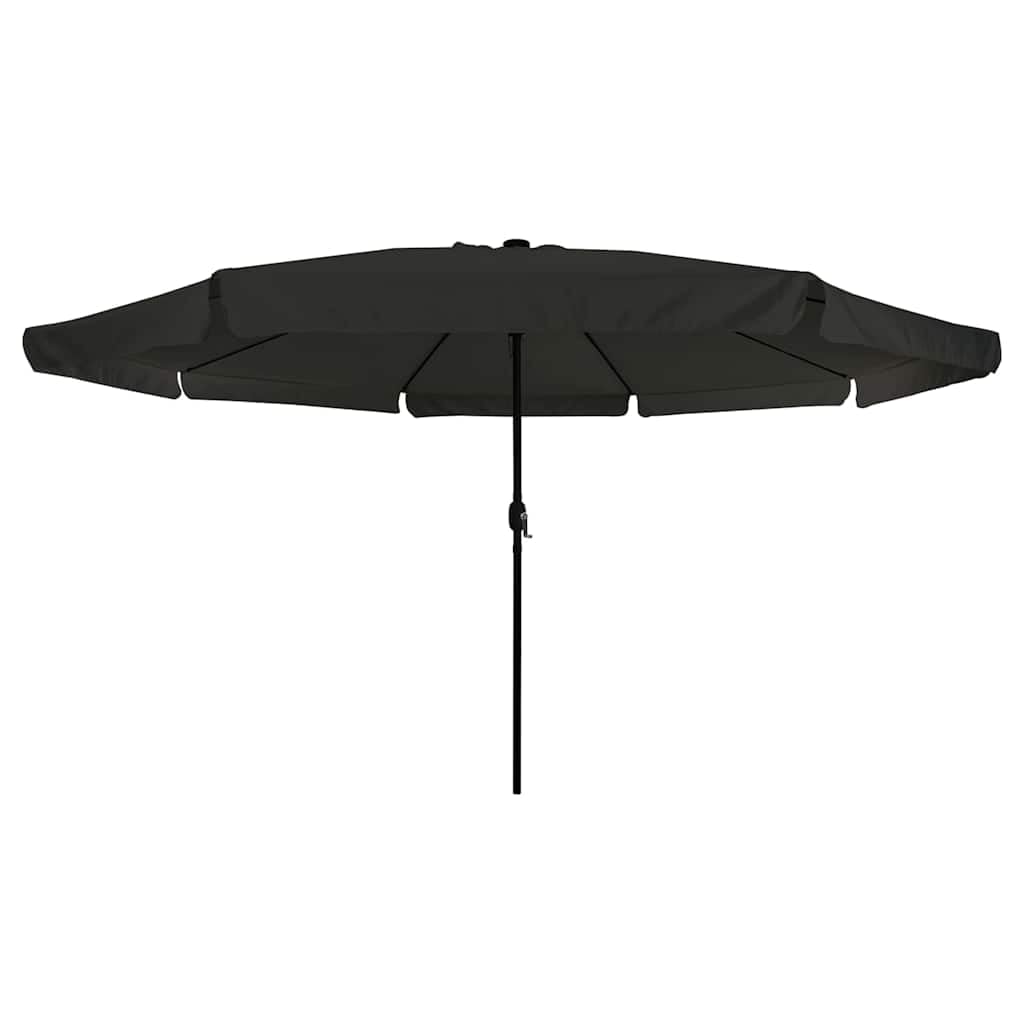 Parasol ogrodowy, piaskowy, antracyt, z ochroną UV, przegubem korbowym, stabilnym masztem, oświetleniem LED i wiatroszczelnym stojakiem na parasol, na balkon, taras, do ogrodu, na kemping