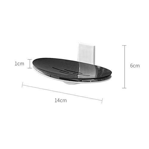 JINGYAN Jaboneras Caja de jabón, Material ABS, Almacenamiento, tamaño 14 * 1 6 cm, estéreo montado en la Pared, Espacio Ahorro, (Negro/Blanco)(Schwarz)