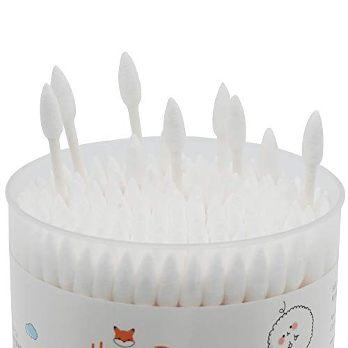 Homefox Cotton Swabs Precision Pointed - 400 Count Pointy Organic Cotton Buds Double Side Tightly Wrapped Cotton Tips Paper Stick Soft Gentle Chlorine-Free Cruelty-Free, Pointy & Round (White) #TOP2
