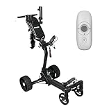 Axglo e5 Electric Golf Push Cart, Black, Aluminum, Follow Mode, Dual Motors, Anti-Tipping, Ultra-Compact 2-Step Fold, with Umbrella & Drink Holder