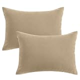 Sliner 2 Pcs Small Pillows Down Alternative Memory Foam Mini Pillows Soft Machine Washable Breathable Tiny Cushion for Travel Sofa Chair Sleeping Neck Wrist Lumbar Knee Support(Dark Khaki,11"x7")