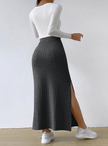 Sweat Skirt for Women High Waist Drawstring Side Slit Bodycon Maxi Skirt Y2K Going Out Summer Casual Outfit4