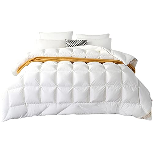 Manta de plumón de ganso blanco 100% algodón Shell Edredón acolchado invierno grueso edredón King Queen (blanco 220X240cm [1600g])