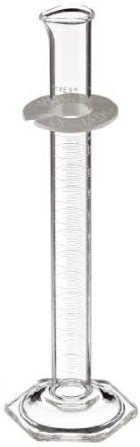 Image of Pyrex Single Metric Scale Graduated TC Cylinder with Spout, 25ml Capacity, 18mm OD x 192mm Height (Case of 18)