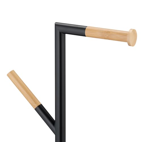 Image of Relaxdays WC Set, HxWxD: 64 x 27 x 22 cm, Free-Standing Roll & Brush Holder, Replacement Heads, Stainless Steel, Black