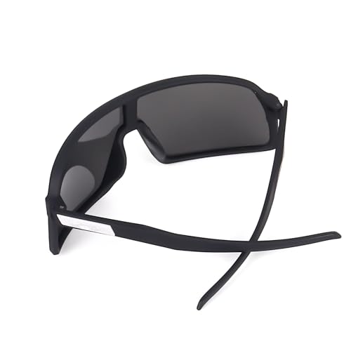 Image of IFLASH Non Polarized Mirrored Oversized Sports Sunglasses for Men Women, Outdoor Cricket Cycling Hiking Fishing Running Driving Baseball UV 400 Protection Anti Glare Goggles (BLACK)