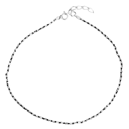 Image of ZAVYA 925 Sterling Silver Beads Gentle Rhodium Plating Thread Anklet (Pair) | Gift for Women & Girls | 1 Year Plating Warranty