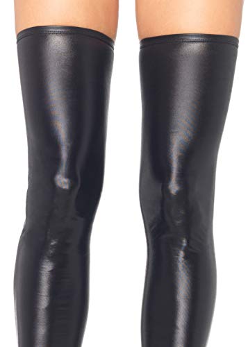 Leg Avenue womens Wet Look Thigh High Stockings, Black, Medium-Large US - Image 3