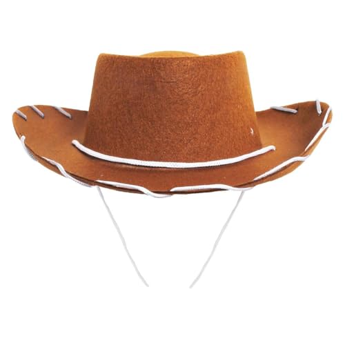 Image of Child's Brown Cowboy Hat - Pack of 1 - Cowboy and Cowgirl Hat Accessory - Perfect for Wild West and Western Themed Parties, World Book Day or Any Other Fancy Dress Event