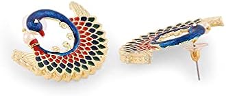 ZAVERI PEARLS Multicolor Meenakari Peacock Inspired Multistrand Pearls Choker Necklace Earring & Ring Set For Women-ZPFK14436