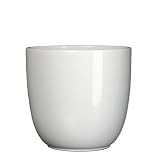 cerámica de interior MICA Decorations 144690 Tusca – Macetero Redondo (es/24 cerámica Blanco Altura 25 cm Diámetro 28