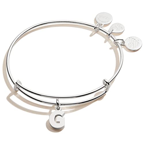 Image of Alex and Ani Expandable Bangle for Women, Initials A to Z Letter Charms, Shiny Finish, 2 to 3.5 in