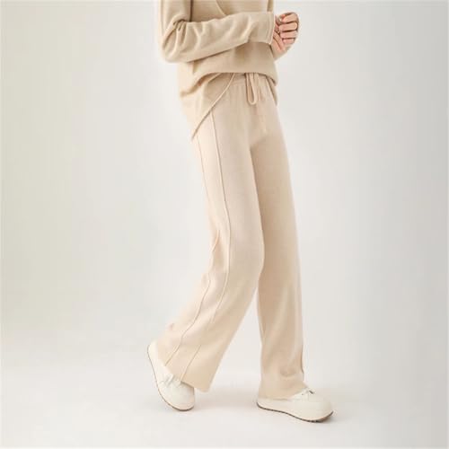 Zadaos Women 100% Merino Wool Pants Thickened Wide Leg Pants Soft Knitwear Side Double Line4