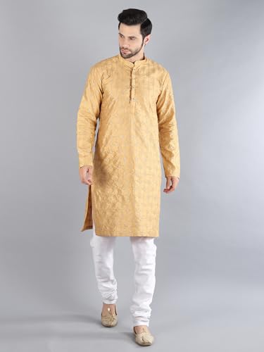 Image of Uri and MacKenzie Embroidery Silk Men's Kurta Pyjama Set