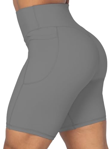 Image of Sunzel No Front Seam Biker Shorts for Women with Pockets, Yoga Workout Gym Bike Shorts with Tummy Control