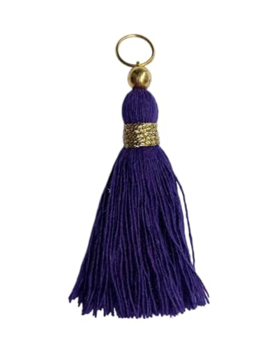 Image of Zippy Flora Micro 1.5 inch Length Cotton Handmade Tassels for Saree /Blouse /Dupatta /DIY /Decor (Pack of 12) (Dark Purple)
