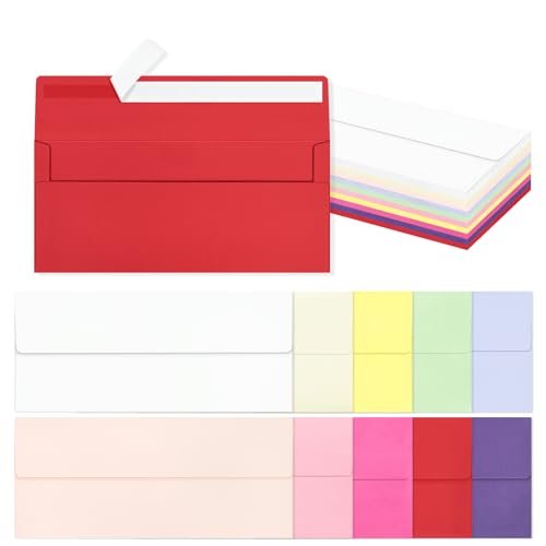 Image of 50 Pcs #10 Colorful Envelopes Letter Size Self Seal, Business Envelopes